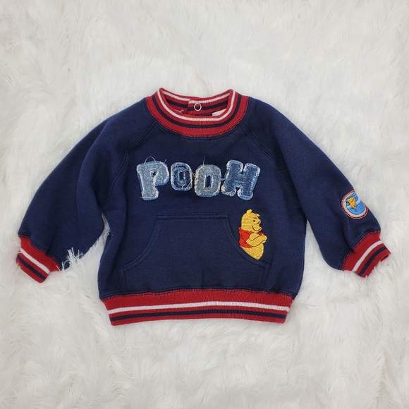 Vintage Disney Kids Navy Blue Pooh Sweatshirt With Pants 18 Months - Picture 2 of 11